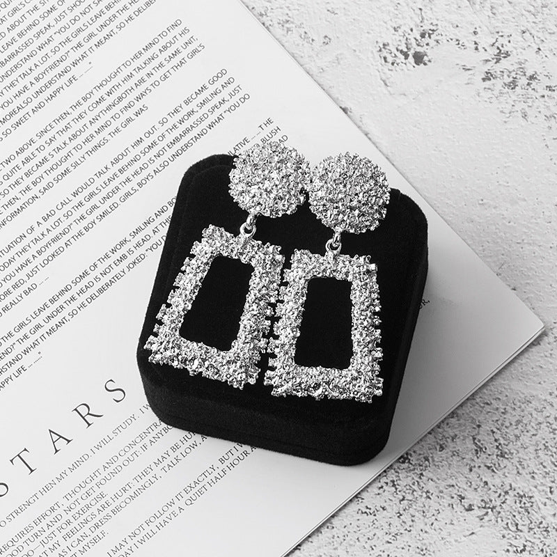 Shiny Trapezoidal Geometric Frosted Relief Earrings