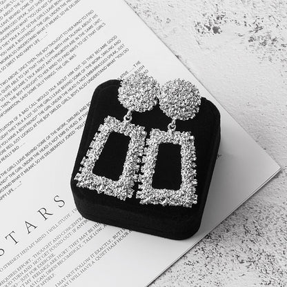 Shiny Trapezoidal Geometric Frosted Relief Earrings