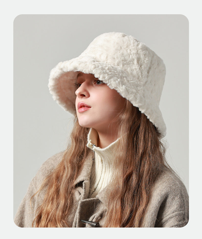 Adiffu Women's Warm Winter Bucket Hat Fluffy Hat