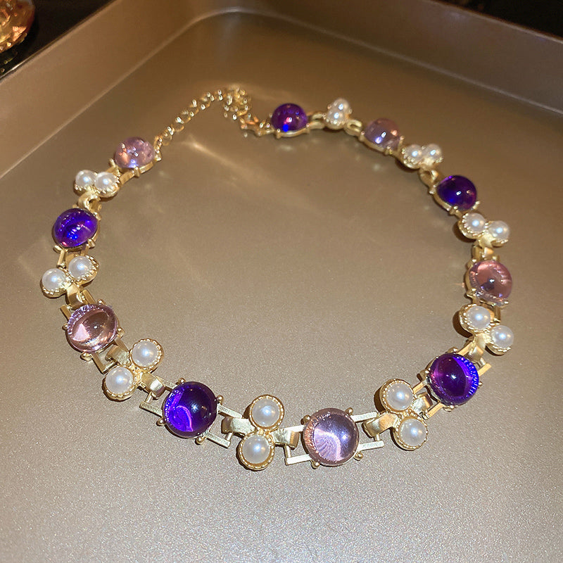 Adiffu Classic Clavicle Artificial Pearl Necklace And Earrings