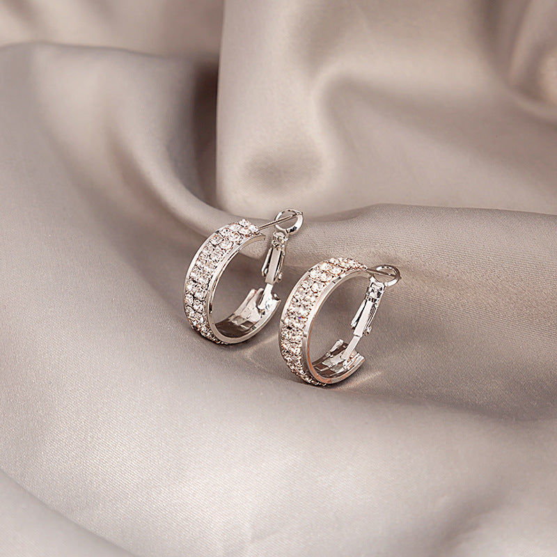 High-end C-shaped Full Diamond Earrings