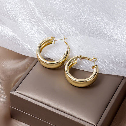 Stylish Gold Wide Face Big Circle Earrings