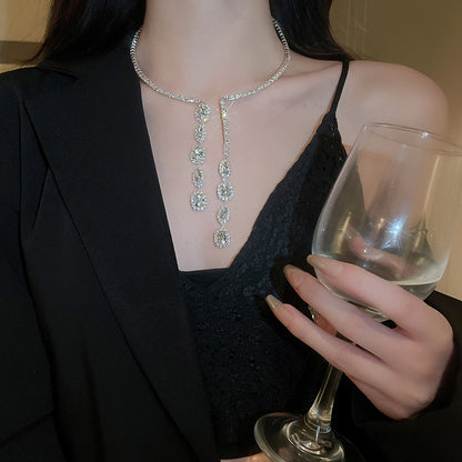 Unique Zircon Fringe Necklace