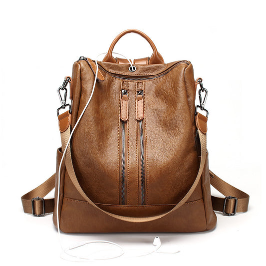 Adiffu Casual Soft Leather Backpack For Women