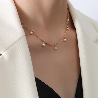 Adiffu French Elegant Pearl Necklace For Women