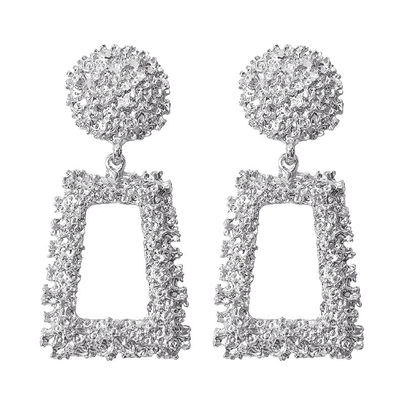 Shiny Trapezoidal Geometric Frosted Relief Earrings