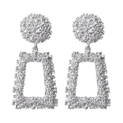 Shiny Trapezoidal Geometric Frosted Relief Earrings