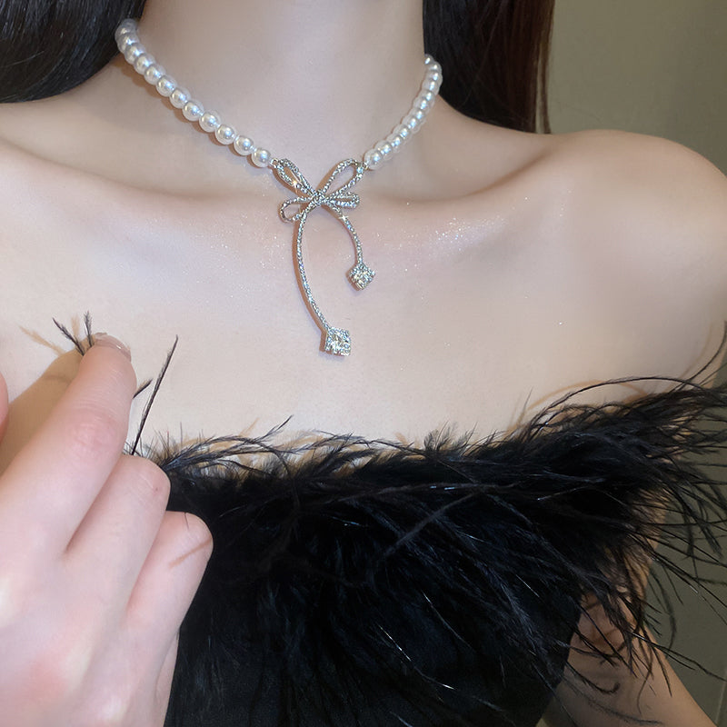 Radiant Diamond Bowknot Necklace