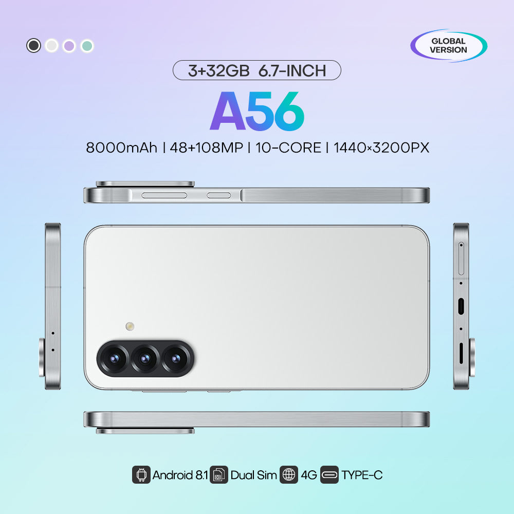 4G network new popular wireless charging A56 phone 3+32GB 6.75-inch Android smartphone