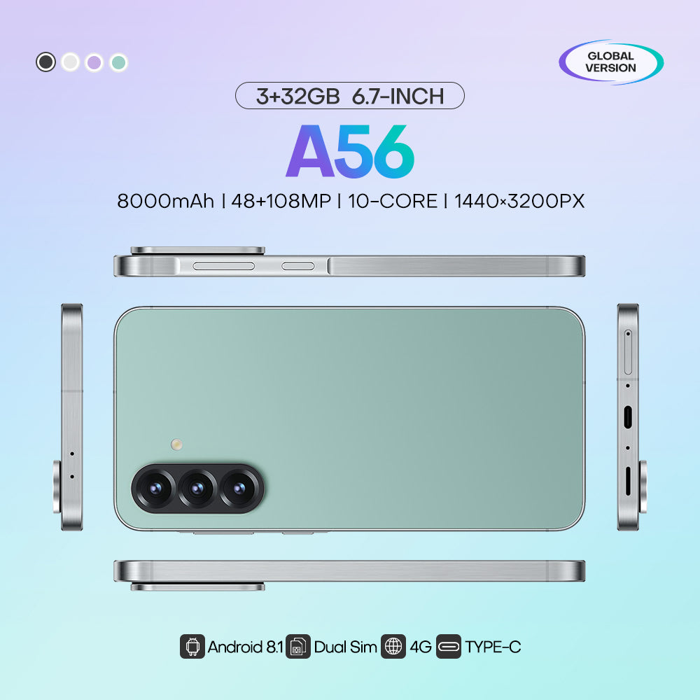 4G network new popular wireless charging A56 phone 3+32GB 6.75-inch Android smartphone