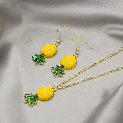 Adiffu Fresh Fruit Pineapple Earrings Necklace Set