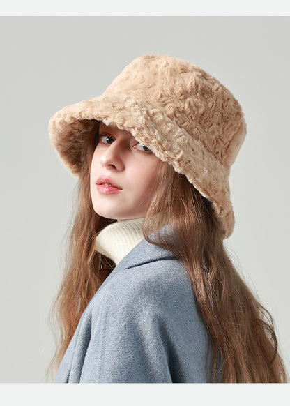 Adiffu Women's Warm Winter Bucket Hat Fluffy Hat