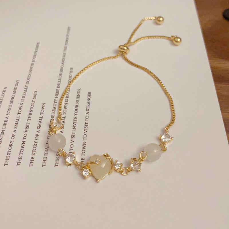 Adiffu French Light Luxury Exquisite Zircon Love Bracelet