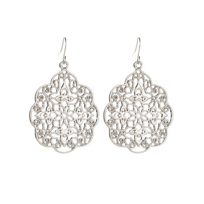 Adiffu Fashionable Palace Plaid Hollow Earrings