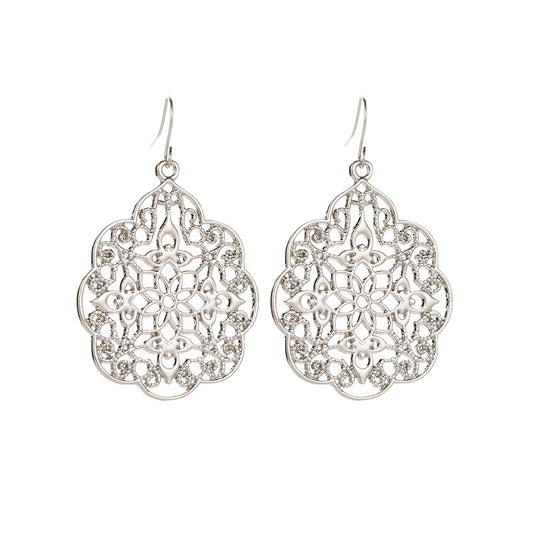 Adiffu Fashionable Palace Plaid Hollow Earrings