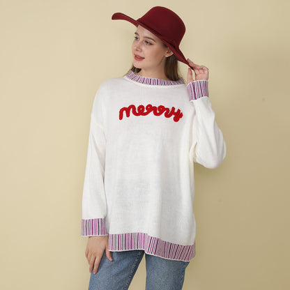 Adiffu New Long-sleeved Monogram Embroidered Sweater For Christmas