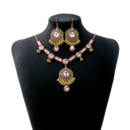 Luxury Geometric Round Earrings Square Necklace