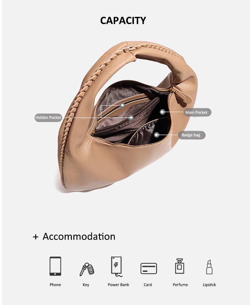 Adiffu Large Capacity Stylish Hand-Held Crescent Bag