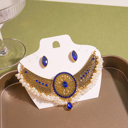 Adiffu Vintage U-shaped Earrings Necklace Set
