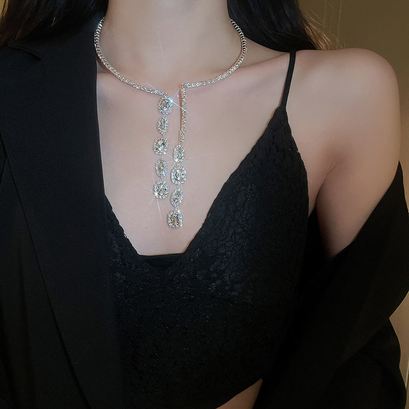 Unique Zircon Fringe Necklace