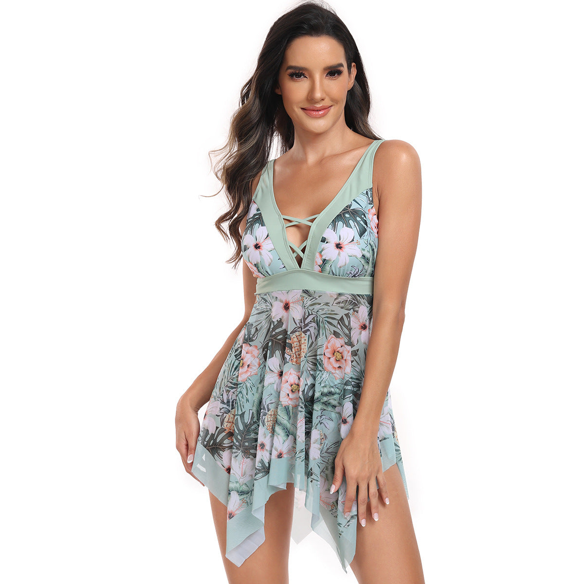 Adiffu Pea Green Two-piece Swimsuit