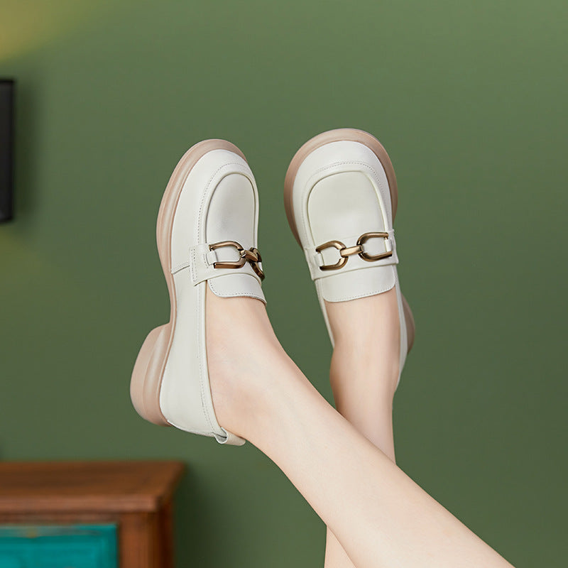 Adiffu Vintage Women's Leather Loafers