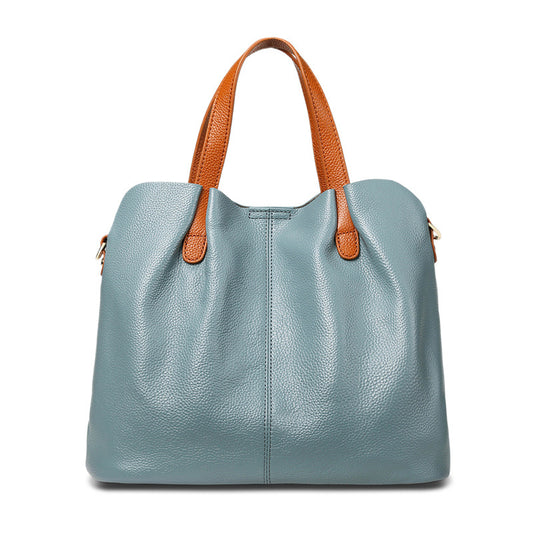 Adiffu Genuine Leather Handbags Head Layer Cowhide Litchi Grain Women Crossbody Bag