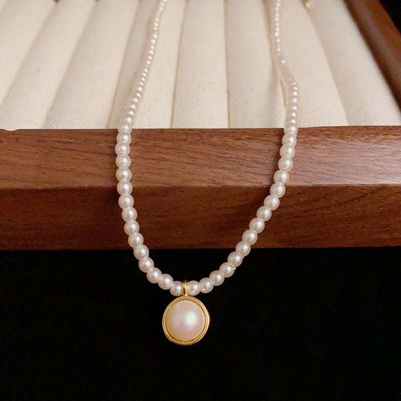 Adiffu Fashion Mabe Pearl Pendant Necklace