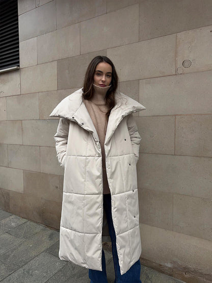 Adiffu Loose Casual Warm Long Stand-up Collar Cotton-padded Jacket