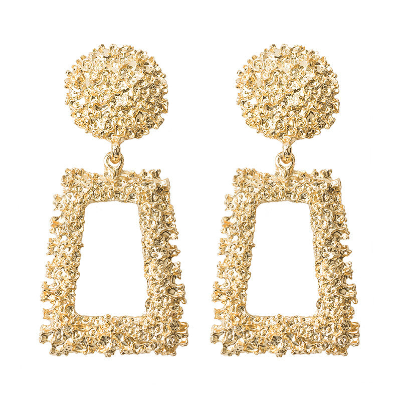 Shiny Trapezoidal Geometric Frosted Relief Earrings