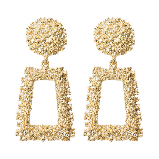 Shiny Trapezoidal Geometric Frosted Relief Earrings