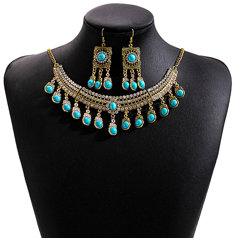 European and American Vintage Rhinestone Jewelry Set