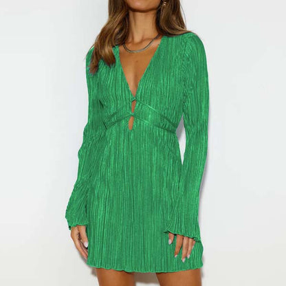 Sexy Flared Sleeves High Waisted A-line Dress