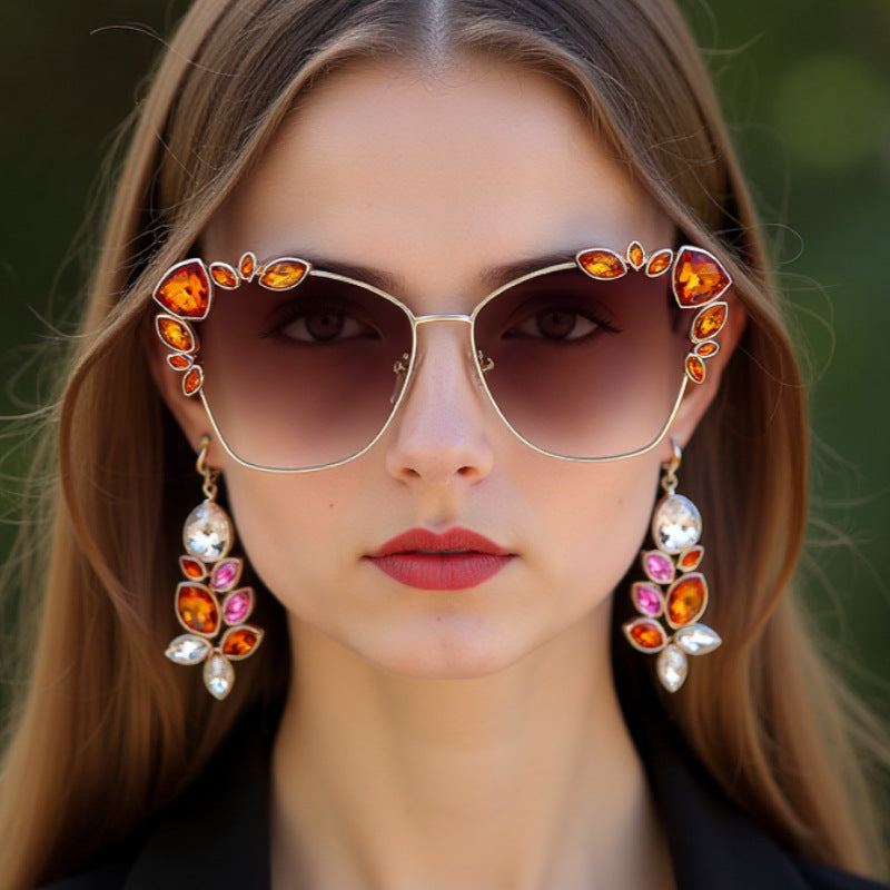 Adiffu Cat-eye Sunglasses With Diamonds
