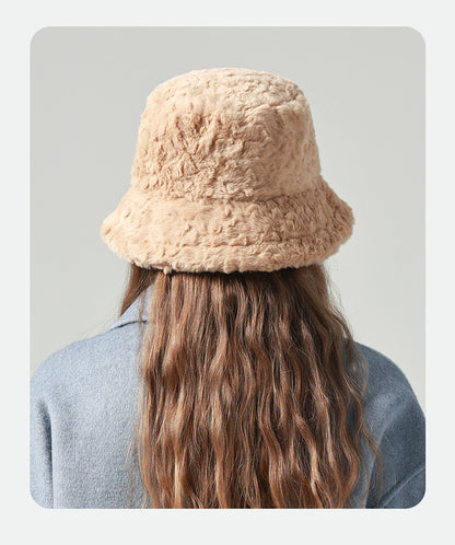 Adiffu Women's Warm Winter Bucket Hat Fluffy Hat
