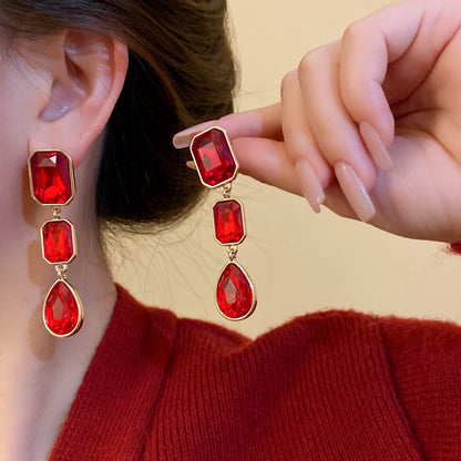 Adiffu Vintage Square Drop Tassel Earrings