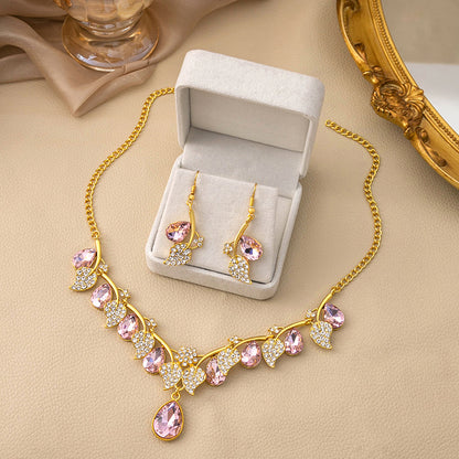 Adiffu Ethnic Style Rhinestone Clavicle Chain Pendant Jewelry Set