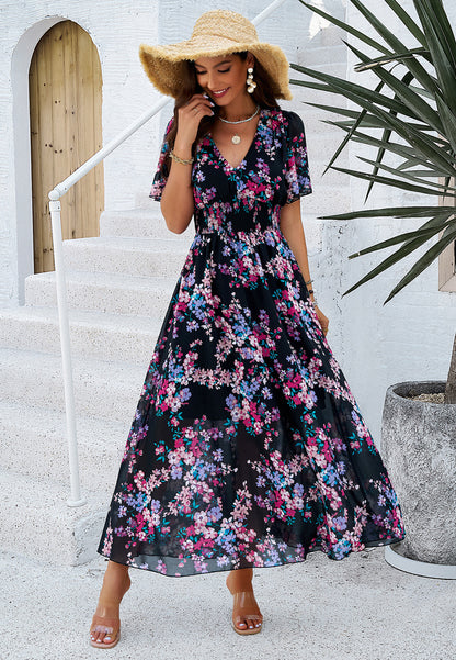 Popular Floral Short-sleeved Dress