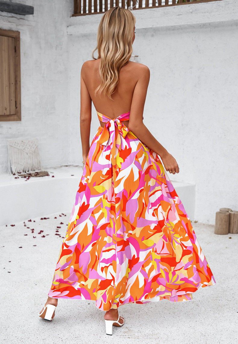 Adiffu Casual Holiday Print Strappy Dress