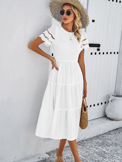 Adiffu Comfortable Hollow Short-sleeved Dress