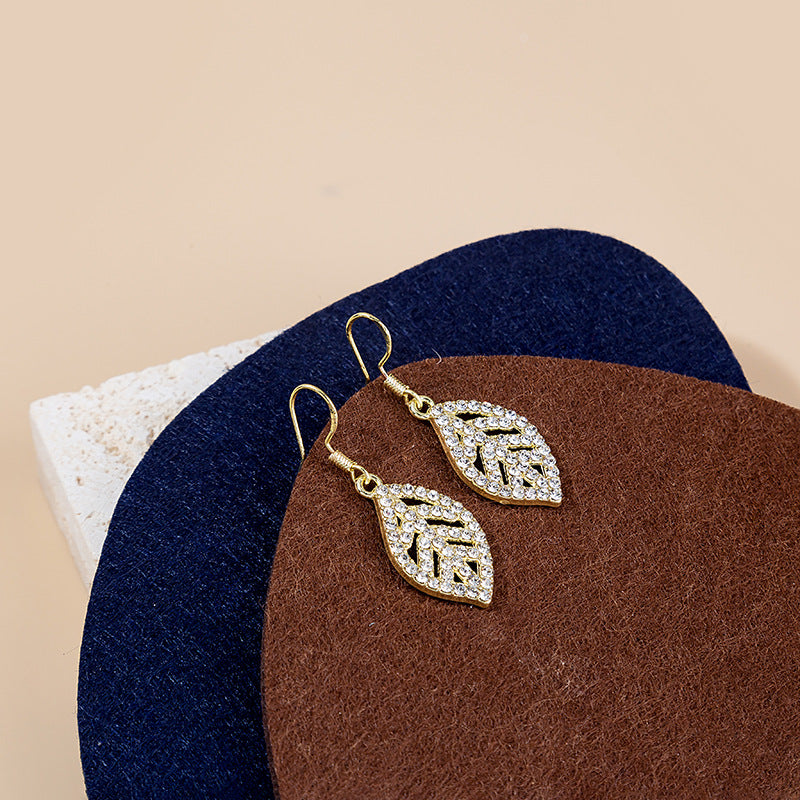 Adiffu Exquisite Leaf Necklace Earrings Bracelet Jewelry Set