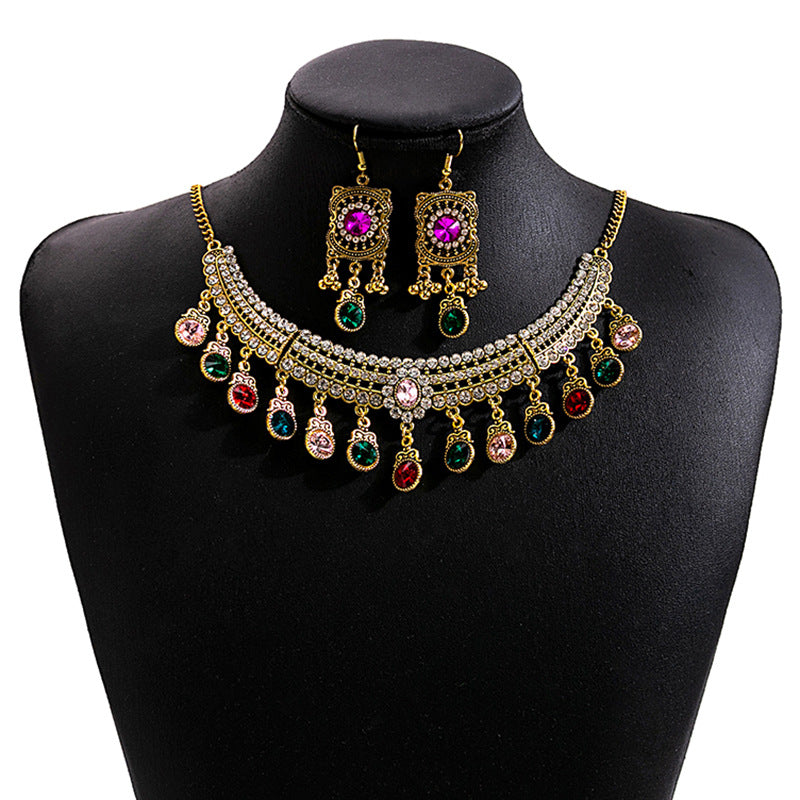 European and American Vintage Rhinestone Jewelry Set