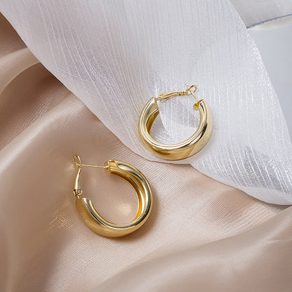 Stylish Gold Wide Face Big Circle Earrings