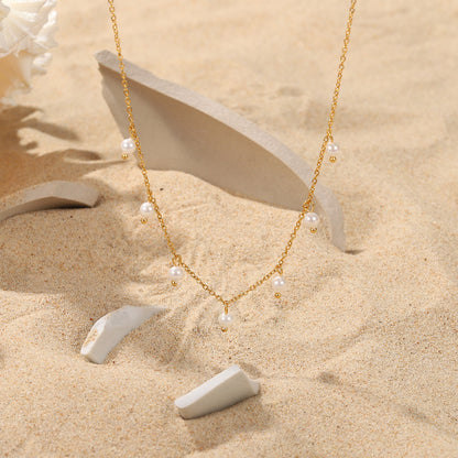 Adiffu French Elegant Pearl Necklace For Women