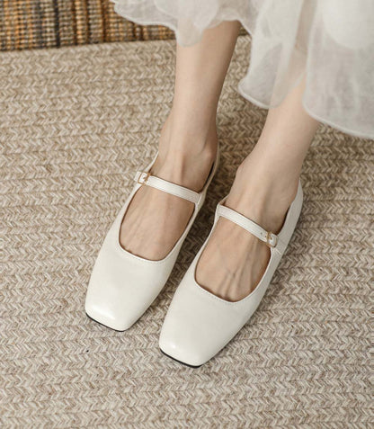 Adiffu French Soft Leather Maryjane Flats