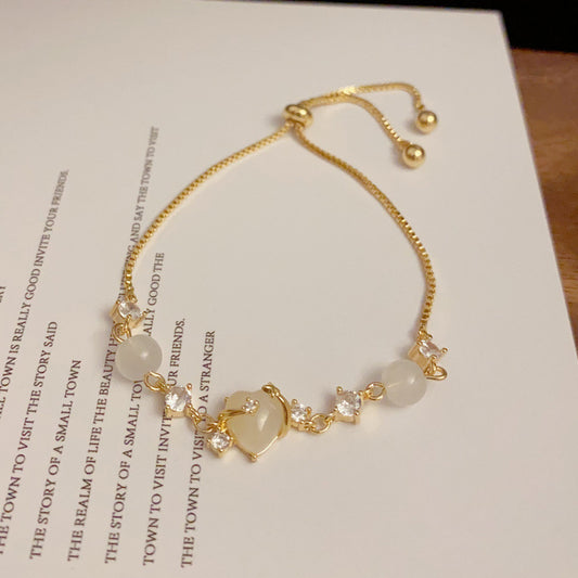 Adiffu French Light Luxury Exquisite Zircon Love Bracelet