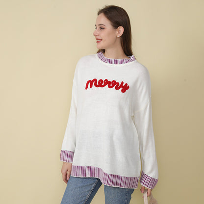 Adiffu New Long-sleeved Monogram Embroidered Sweater For Christmas