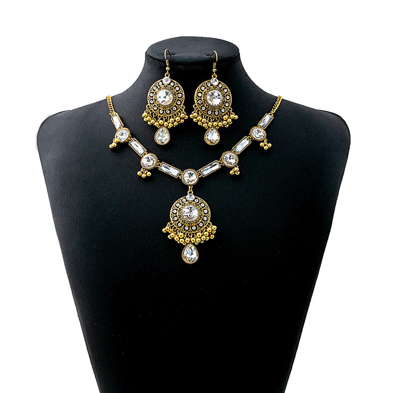 Luxury Geometric Round Earrings Square Necklace
