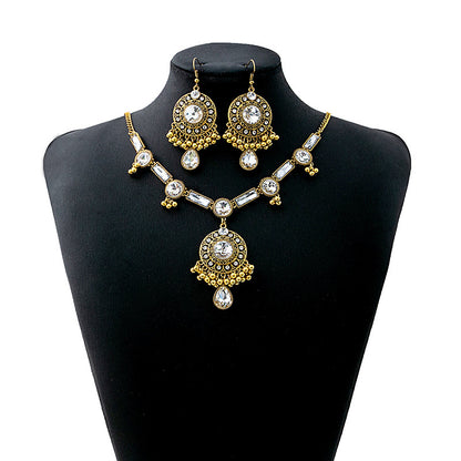 Luxury Geometric Round Earrings Square Necklace