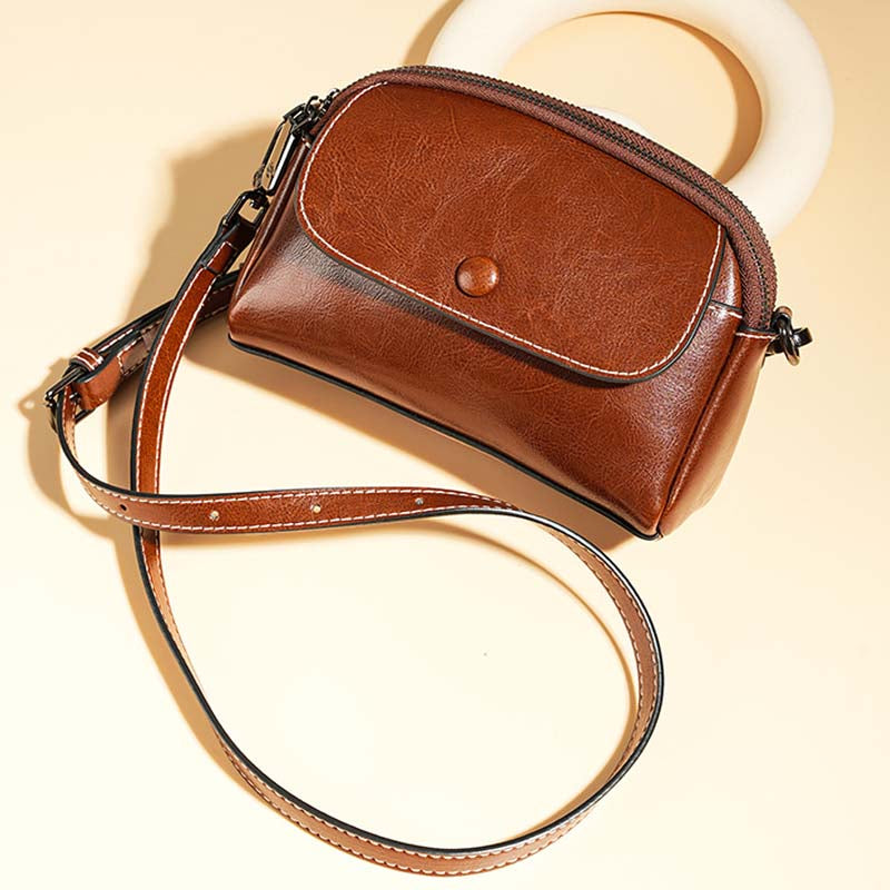 Adiffu Multi-compartment Genuine Leather Women's Mobile Phone Bag